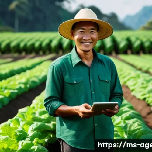 Home 27 농업환경기술자 실기 시험 팁 - **Prompt:** "A wide-angle, vibrant photograph capturing a modern Malaysian farmer, mid-thirties, wea...